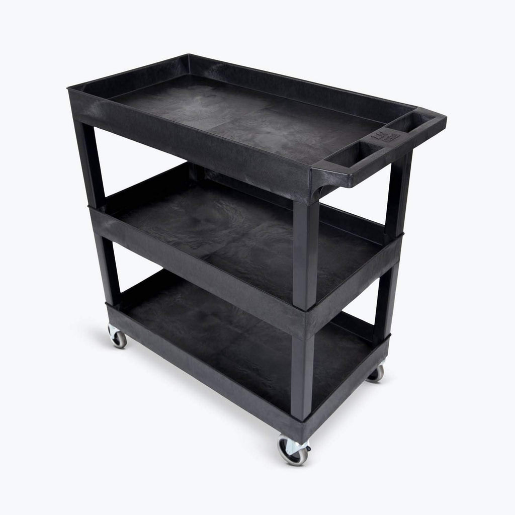 Black Mobile Utility Tub Cart with 3 Shelves E199