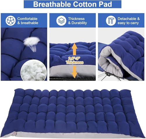 Blue Heavy Duty Folding Camping Cot with Carry Bag R28274