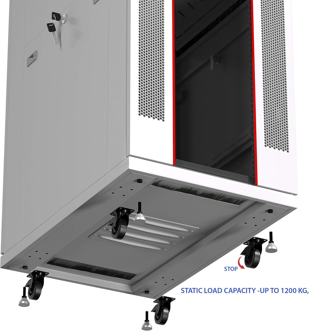 22U 35 Inch Deep Grey White Server Rack Cabinet Enclosure on Wheels O486
