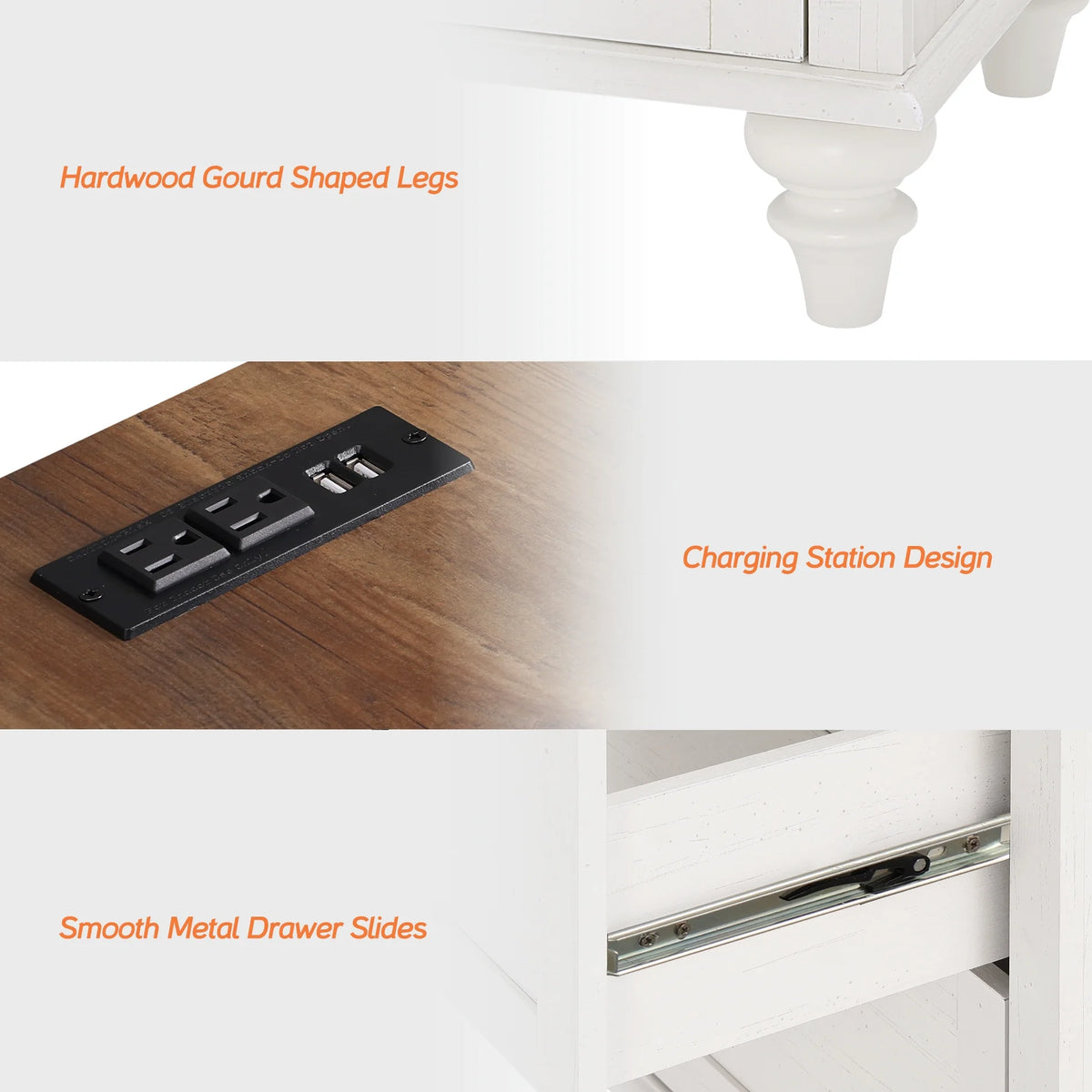 White and Oak 2 Drawer Nightstand with Open Shelf M11364