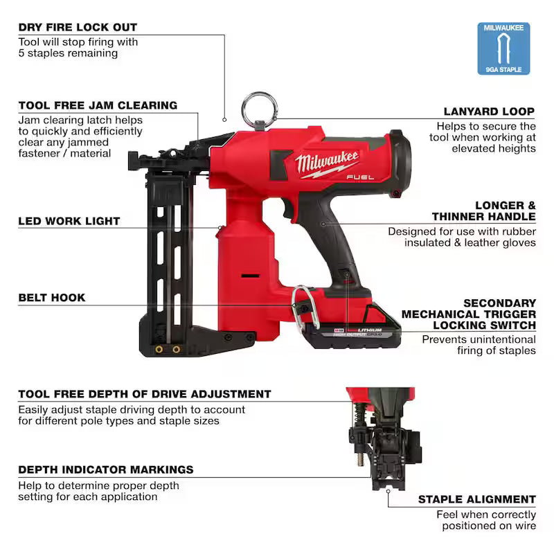 18-Volt Lithium-Ion Brushless Cordless Utility Fencing Stapler Nailer Kit I6493