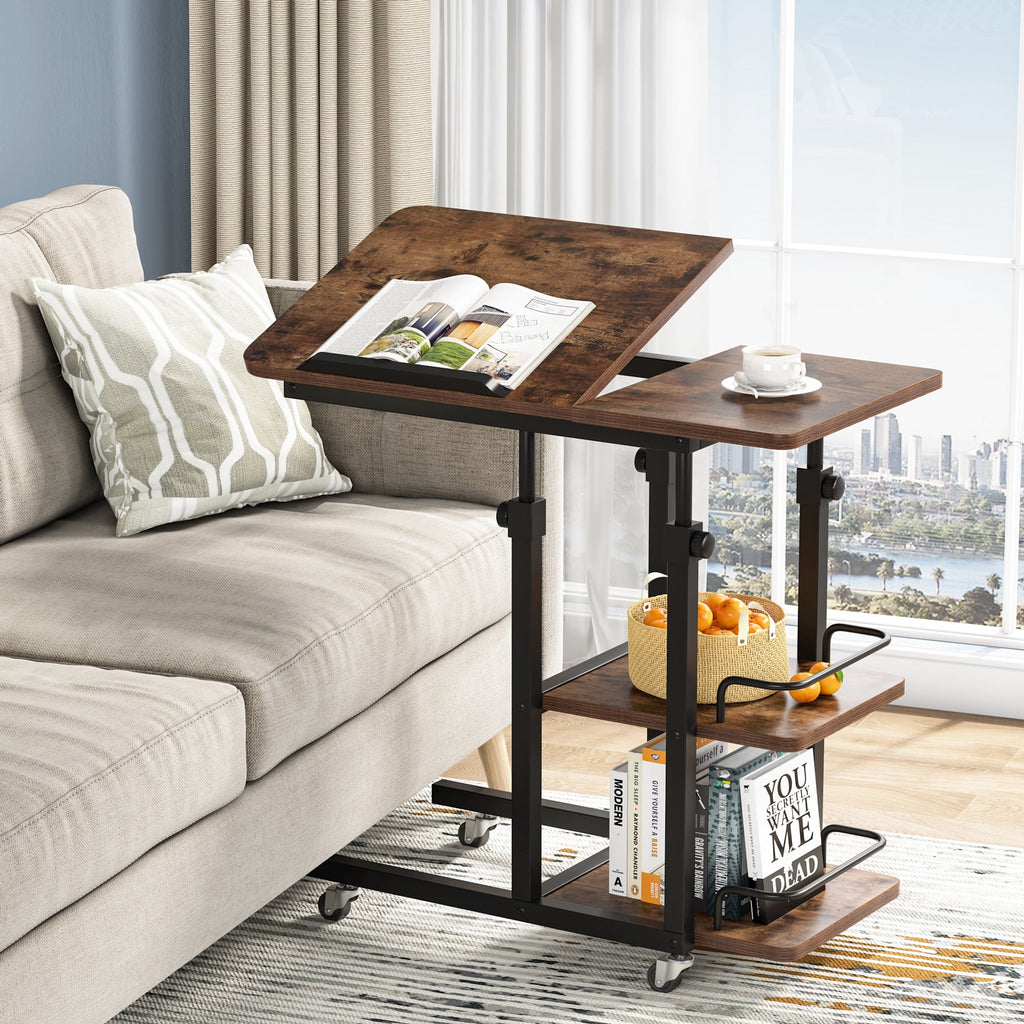 Height Adjustable C Table with Storage and Tiltable Drawing Board K7920
