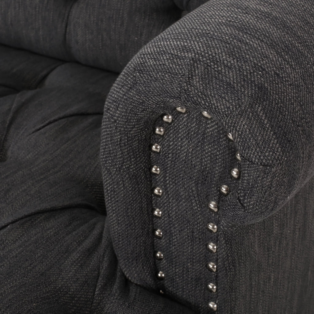 Charcoal Tufted 3 Seater Fabric Sofa A84148