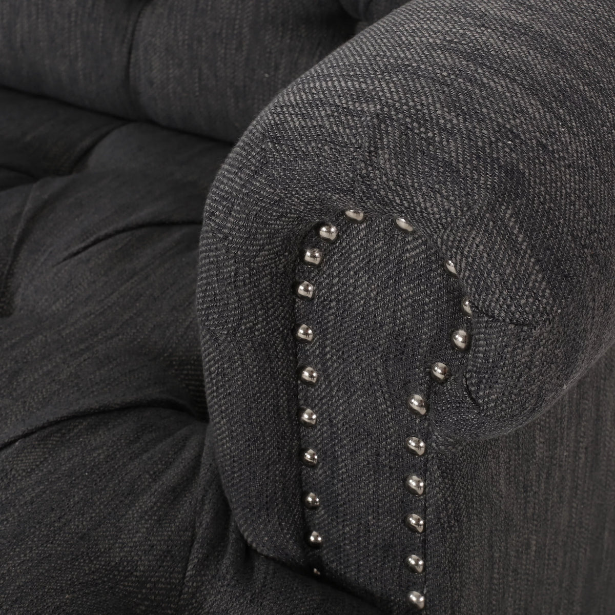 Charcoal Tufted 3 Seater Fabric Sofa A84148