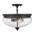 Matte Black 3-Light Glass Shade Semi Flush Mount S8406