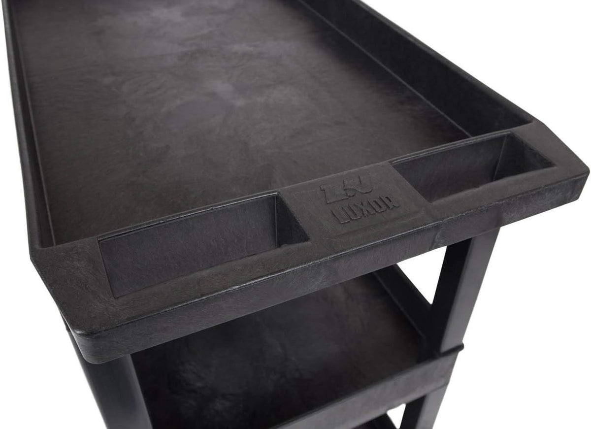 Black Mobile Utility Tub Cart with 3 Shelves E199