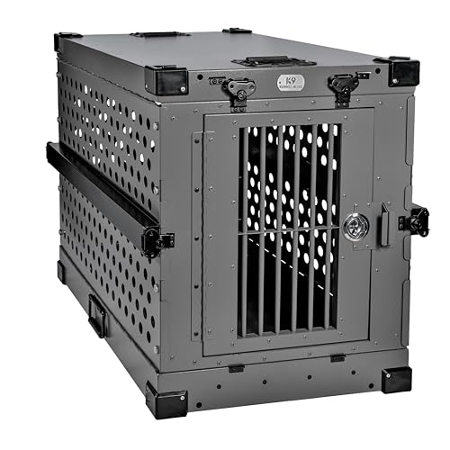 Medium Black Aluminum Dog Crate W7442