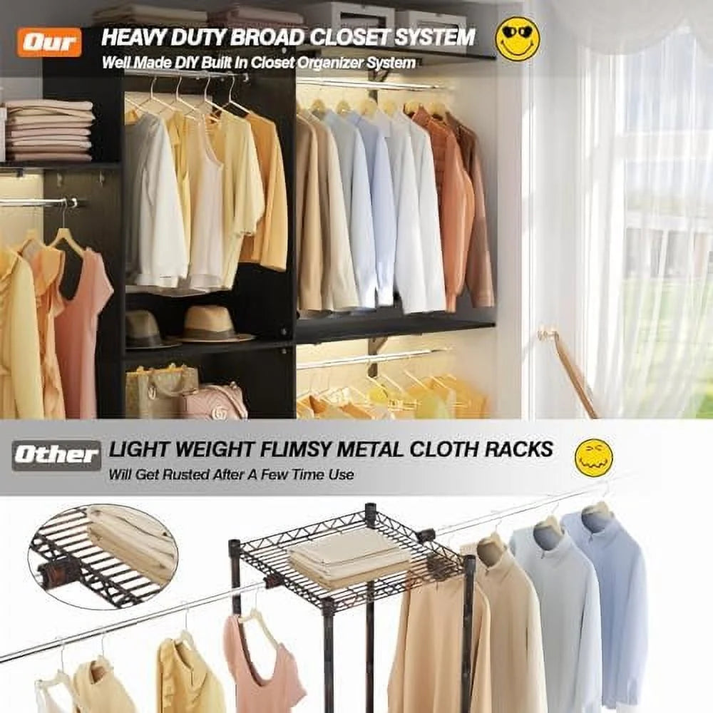 96'' 8FT Walk In Closet Organizer with 3 Shelving Towers A791963