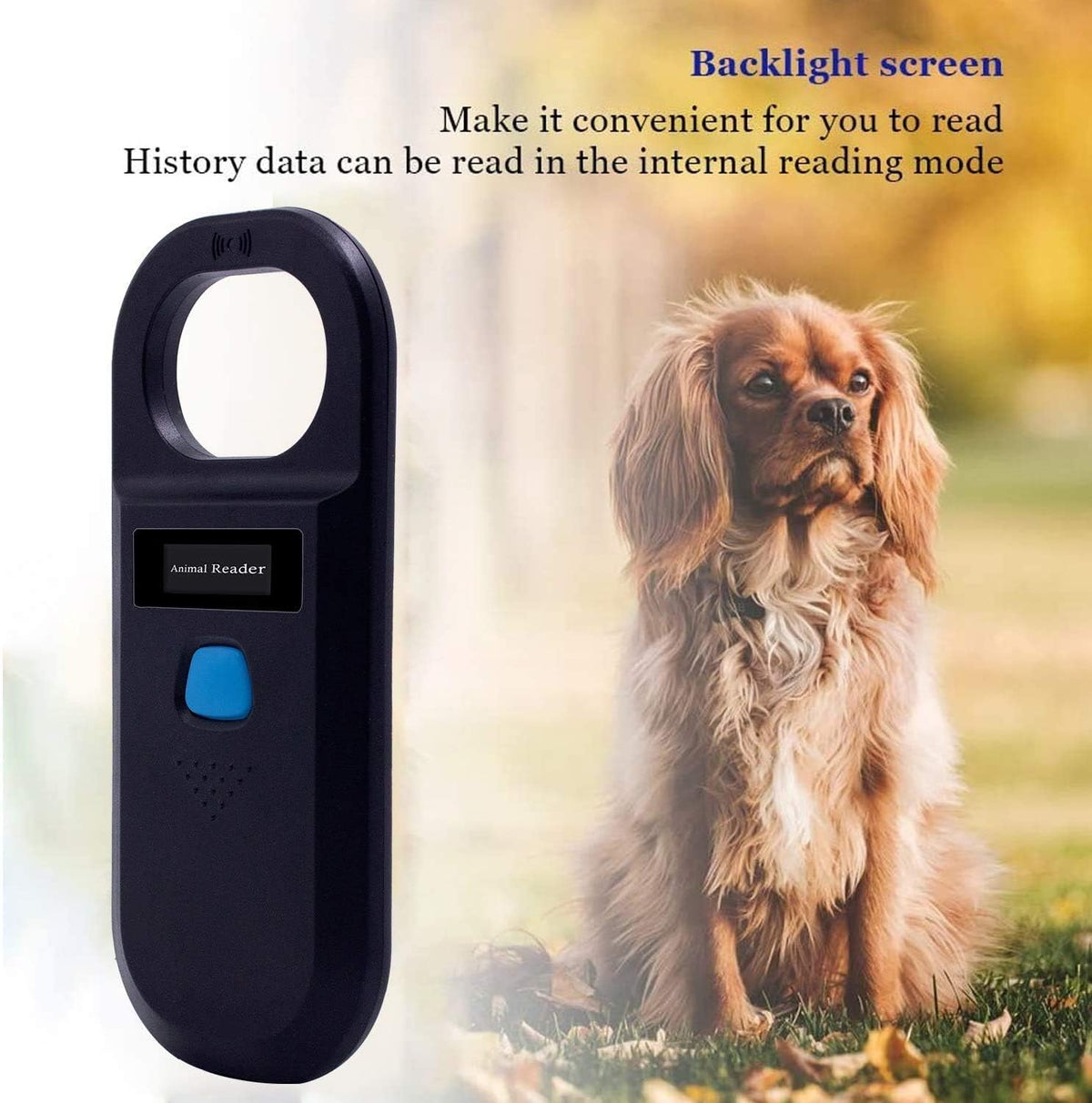 Handheld Pet Microchip Scanner 134.2kHz/125kHz RFID Reader Black H2826