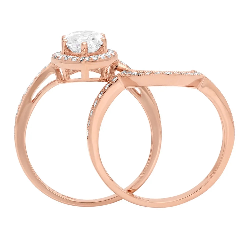 18K Rose Gold Halo Engagement Ring with Cultured Diamond Z11839