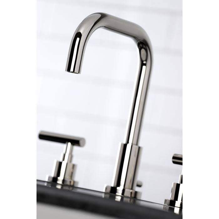 Polished Nickel Widespread Bathroom Faucet with Brass Pop-Up Q732