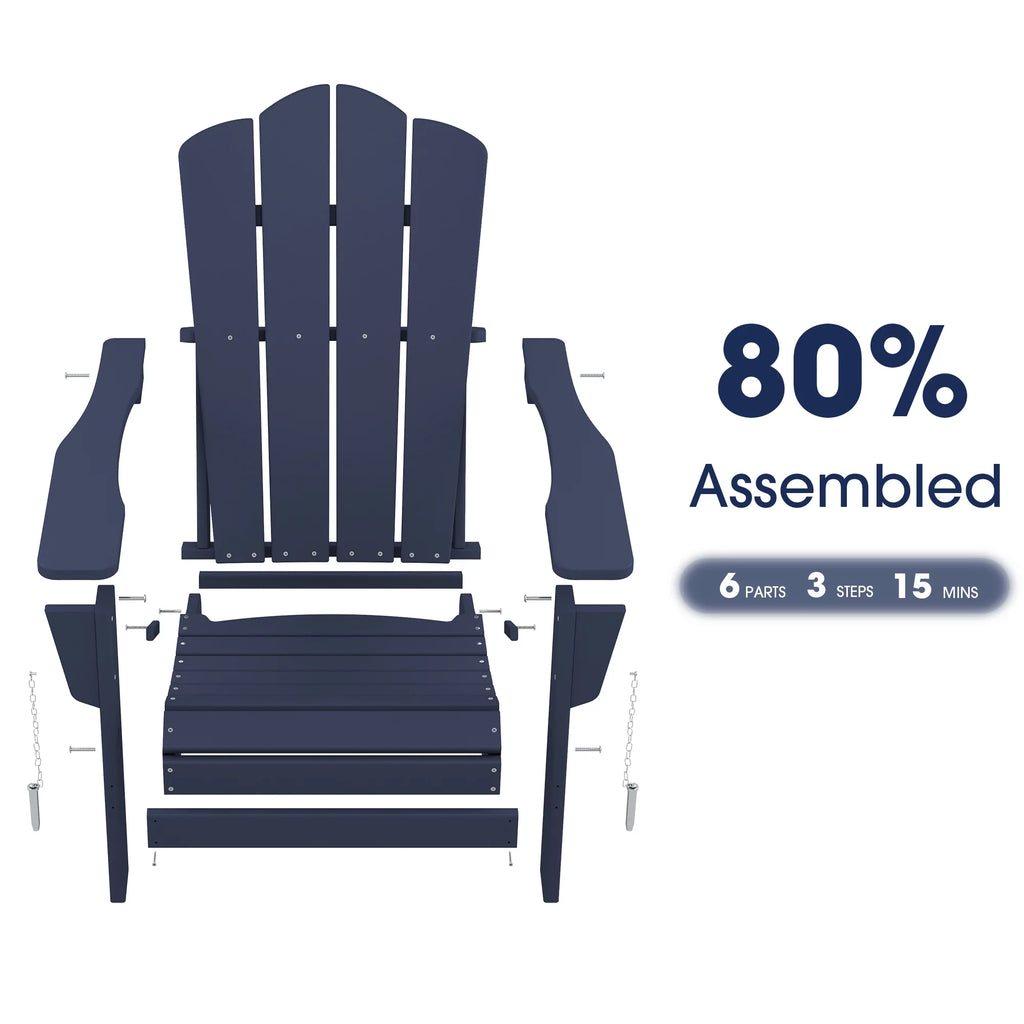 Navy Blue Folding Plastic Adirondack Chair G595