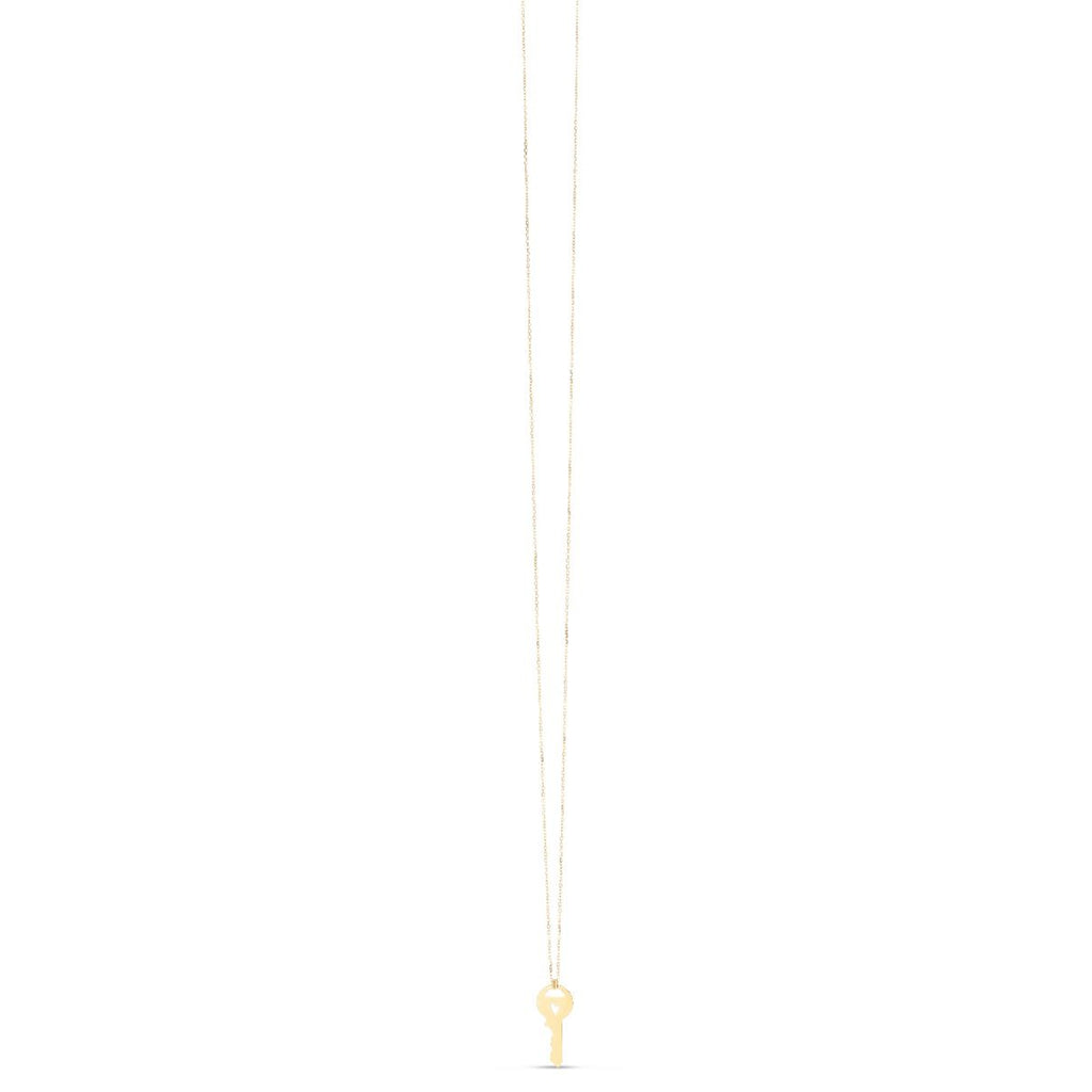 14K Yellow Gold Heart Key Necklace with Spring Ring Clasp L532