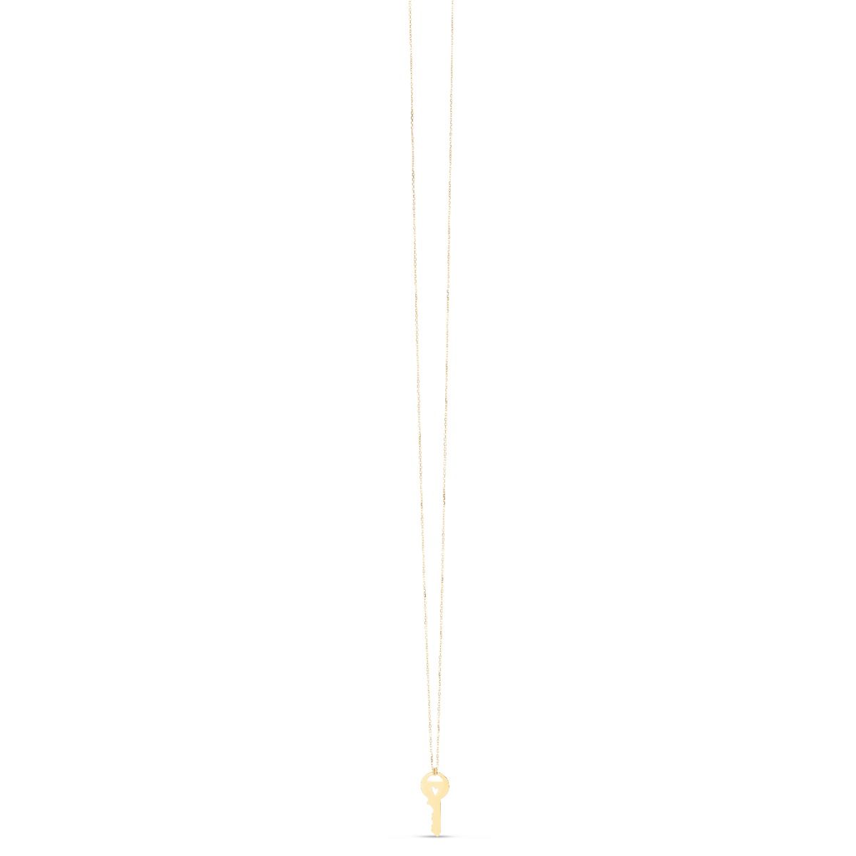 14K Yellow Gold Heart Key Necklace with Spring Ring Clasp L532