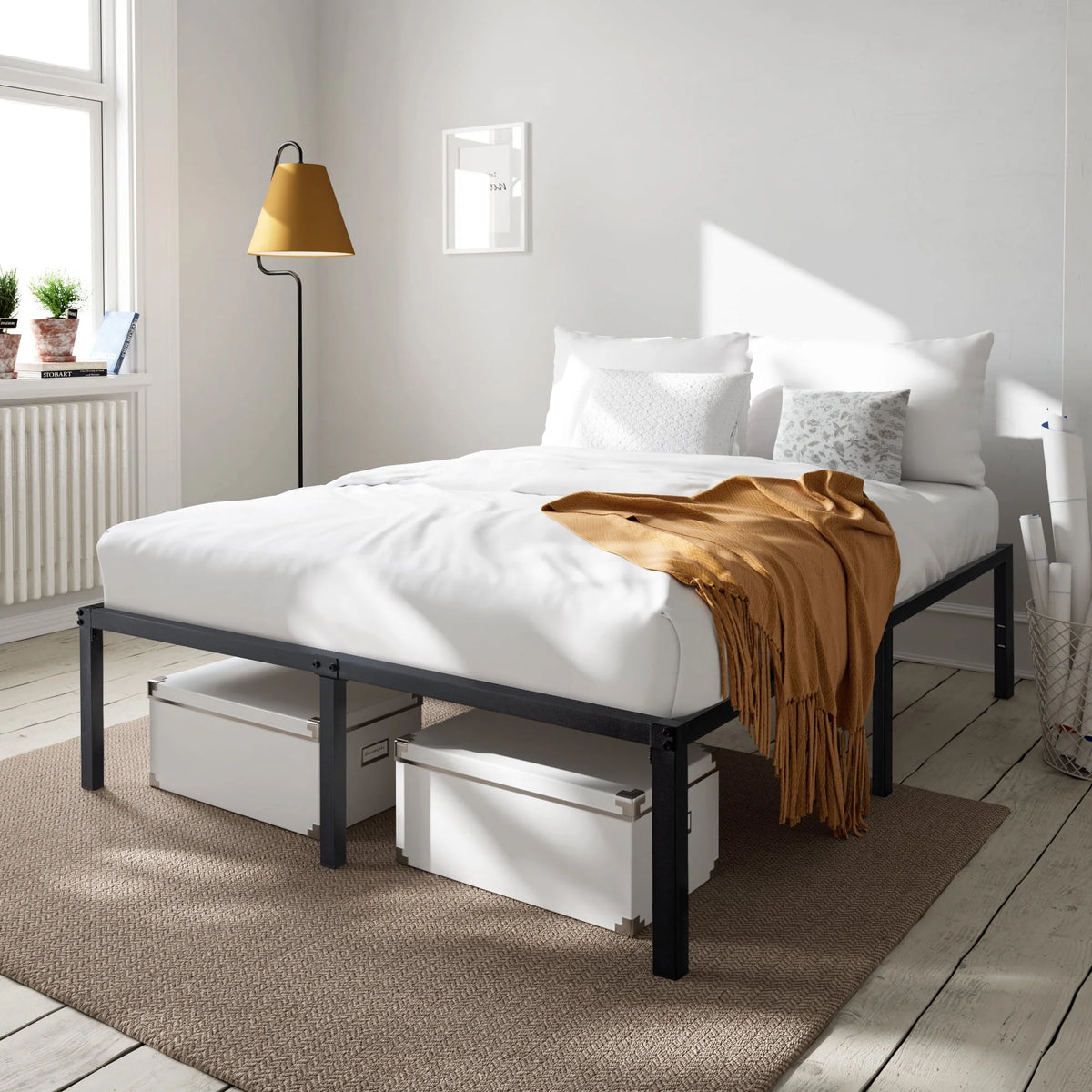Heavy Duty Full Size Metal Platform Bed Frame with Under Bed Storage I935