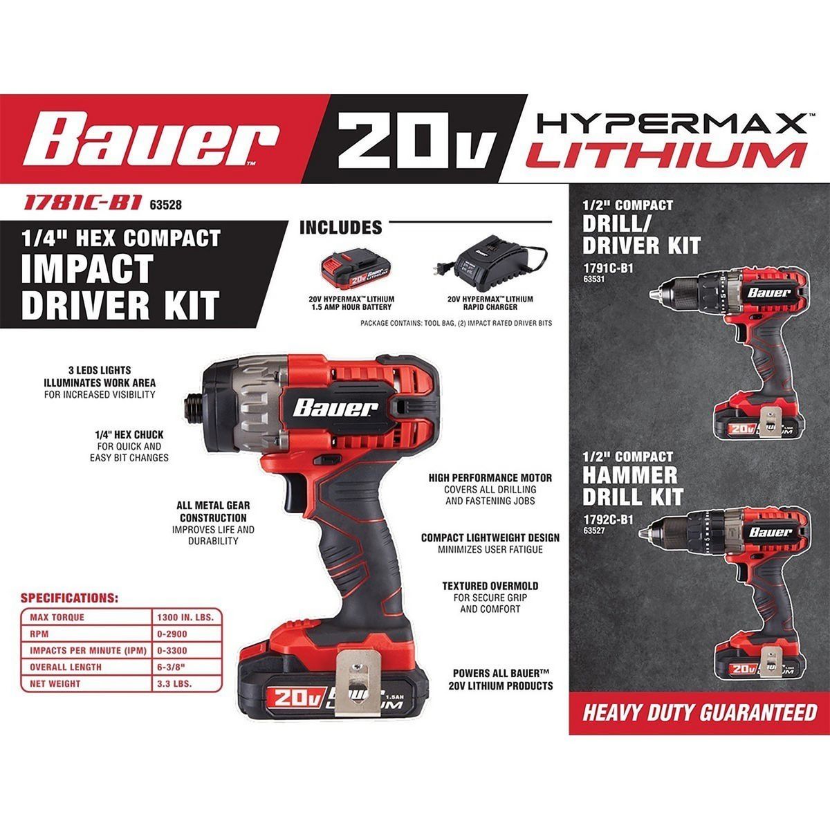 20V Cordless 1/4 in. Hex Compact Impact Driver Kit with Battery and Charger Z18520