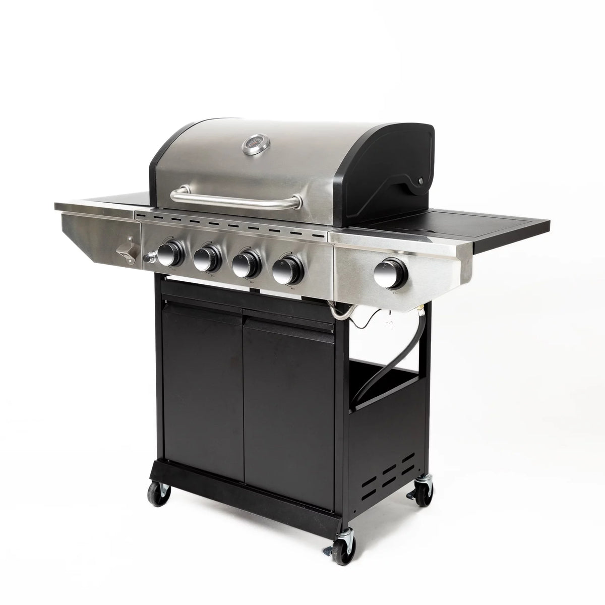 3-Burners Propane Gas Grill with Side Burner & Thermometer Stainless Steel W2622