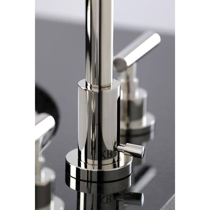 Polished Nickel Widespread Bathroom Faucet with Brass Pop-Up Q732