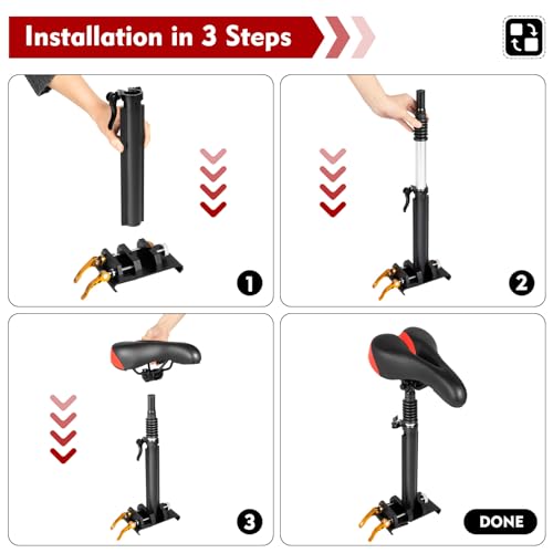 Foldable Adjustable Universal Scooter Seat Replacement with PU Cushion Aluminum Rod M43120