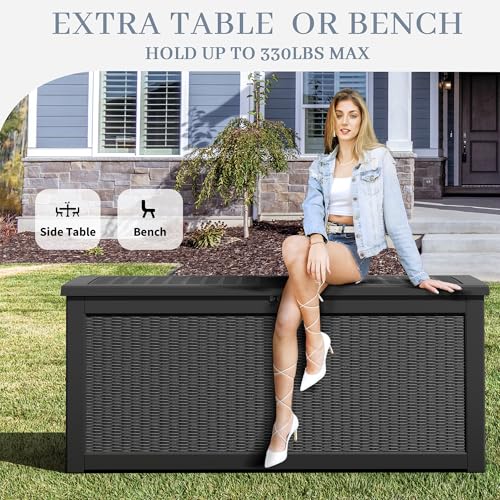 31 Gallon Outdoor Storage Box Waterproof Deck Box Y539479