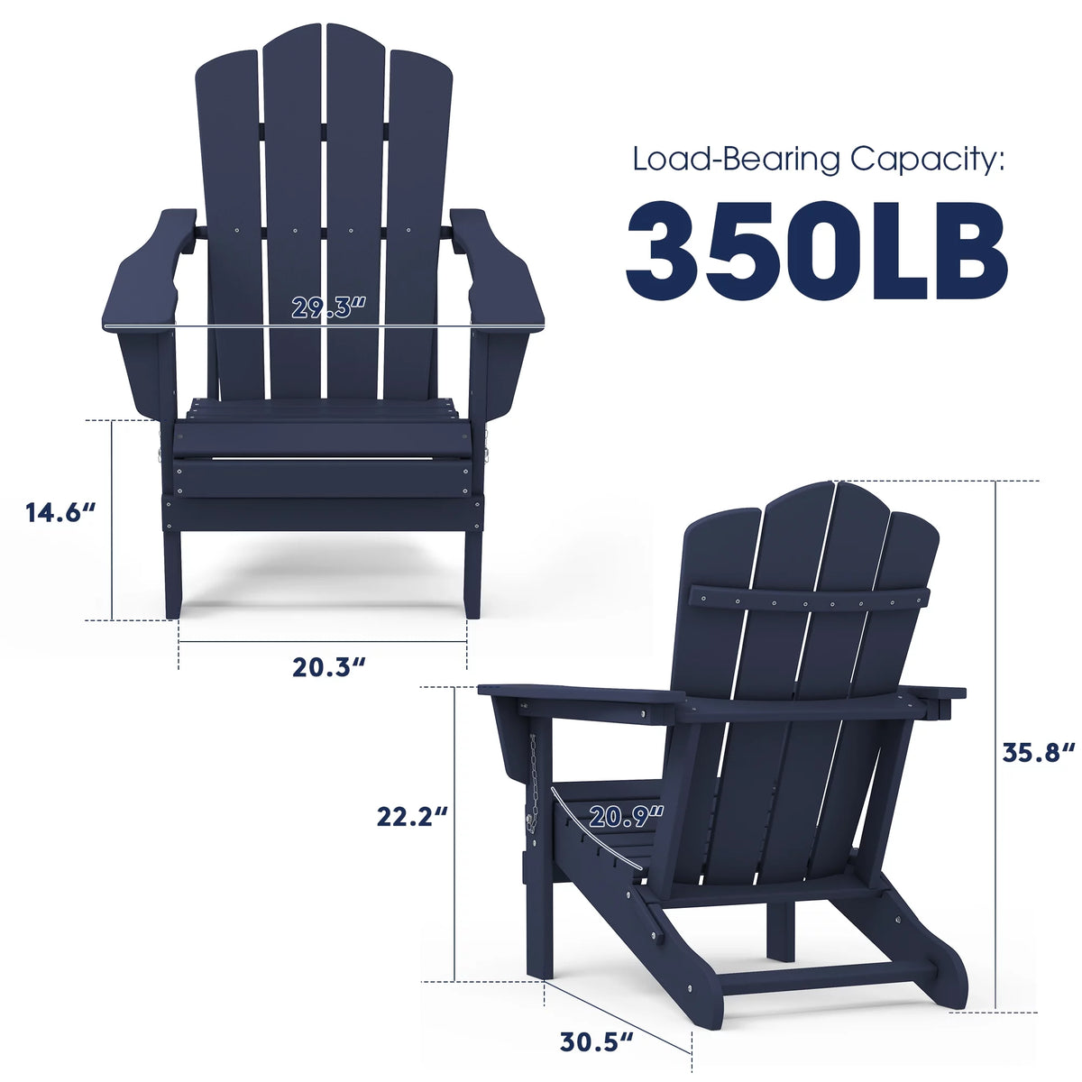 Navy Blue Folding Plastic Adirondack Chair G595