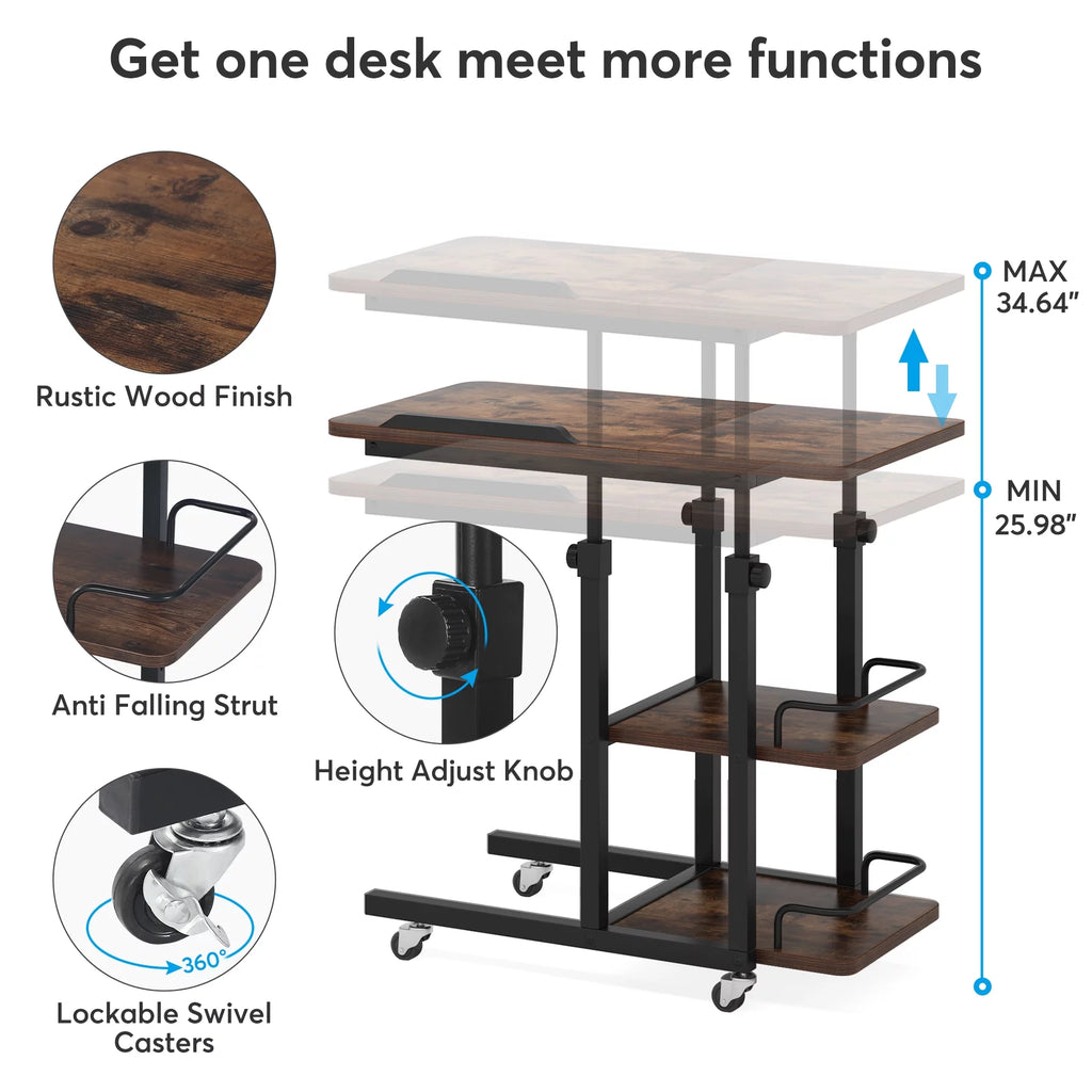Height Adjustable C Table with Storage and Tiltable Drawing Board K7920