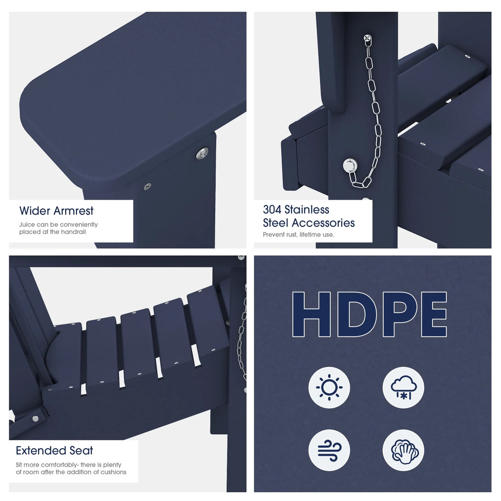 Navy Blue Folding Plastic Adirondack Chair G595