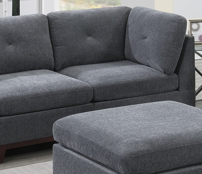 Modular Corner Sofa Set with Ottoman, Ash Gray Chenille Z355