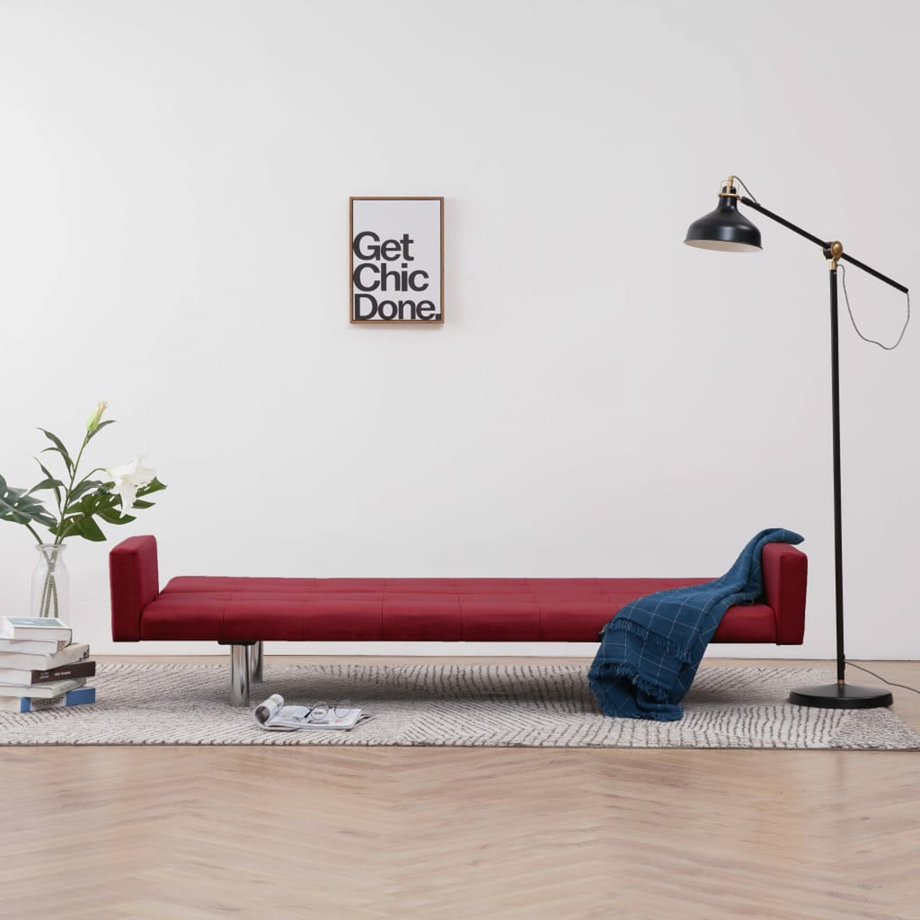 Red Fabric Sofa Bed with Armrest E820818