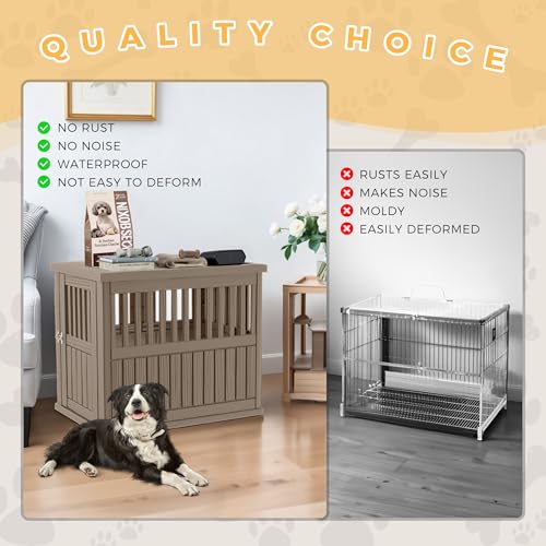 Dog Crate Furniture End Table with Lockable Latch O76858