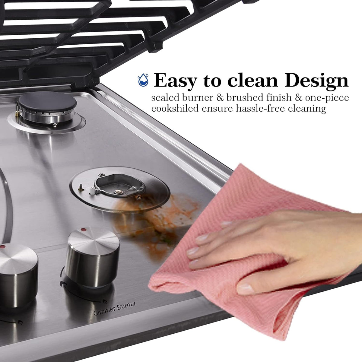 30 Inch 5 Burner Stainless Steel Gas Cooktop K58927
