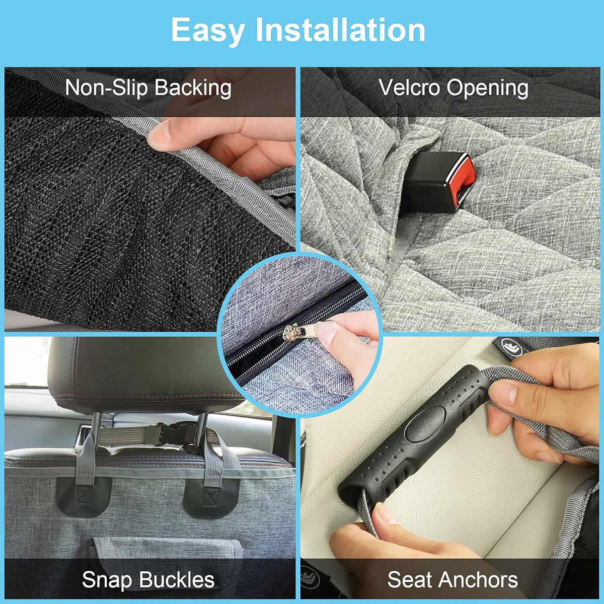 Gray Pack of 2 Waterproof Dog Car Hammock E34706