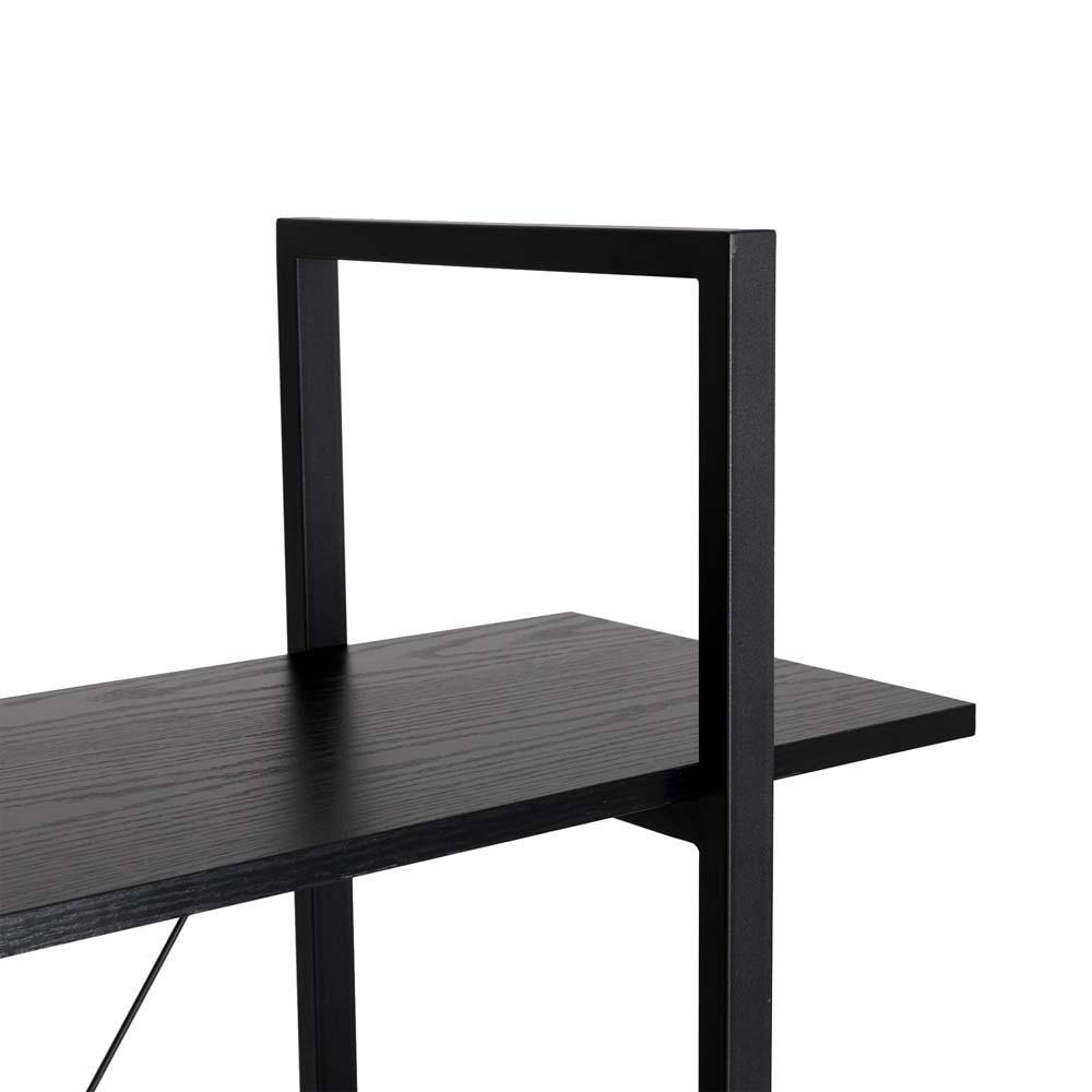 Black Wood Metal 3-Tier Bookcase S2472