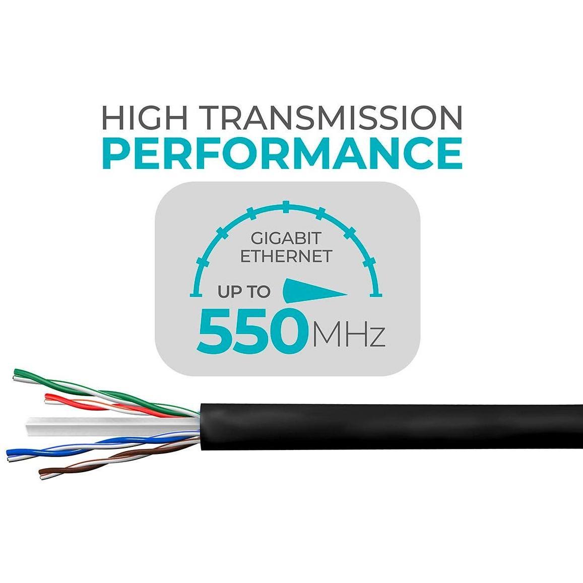 1000ft Cat6 Bulk Bare Copper Ethernet Cable Black J515554