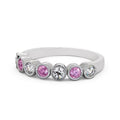 0.70 Ct Round Cut Pink Sapphire Real Diamond Eternity Band 14K White Gold Size 6 M4629