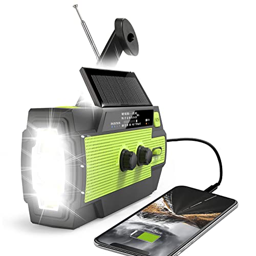 Emergency Solar Hand Crank Weather Radio with Flashlight Green A9553
