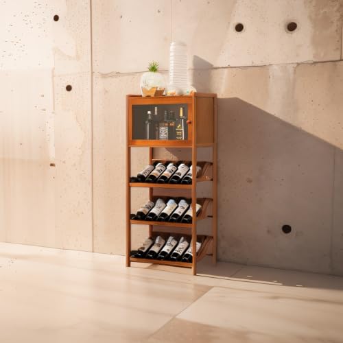 Freestanding 4 Tier Wine Rack Corner Cabinet D874
