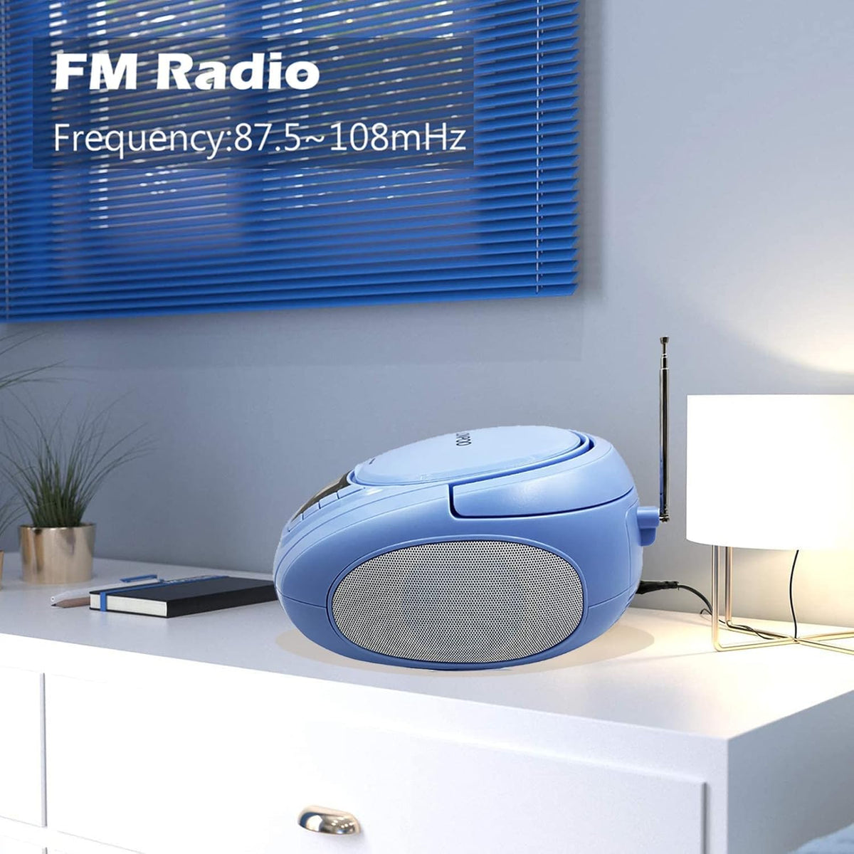 CD Player Boombox Portable Stereo Audio Morandi Blue Pack of 2 K40228