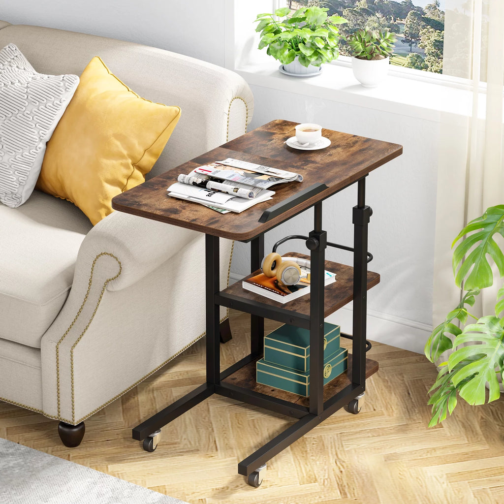 Height Adjustable C Table with Storage and Tiltable Drawing Board K7920