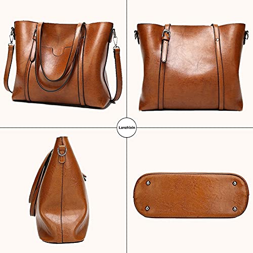 Brown Leather Top Handle Satchel Tote Bag C15276