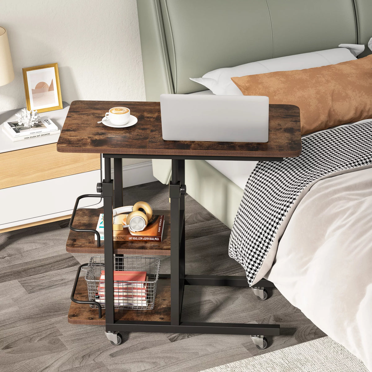 Height Adjustable C Table with Storage and Tiltable Drawing Board K7920