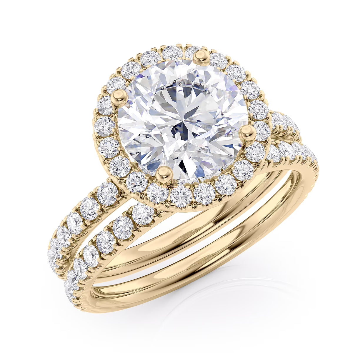 14k Yellow Gold Diamond and Moissanite Halo Engagement Ring Size 7.5 L357