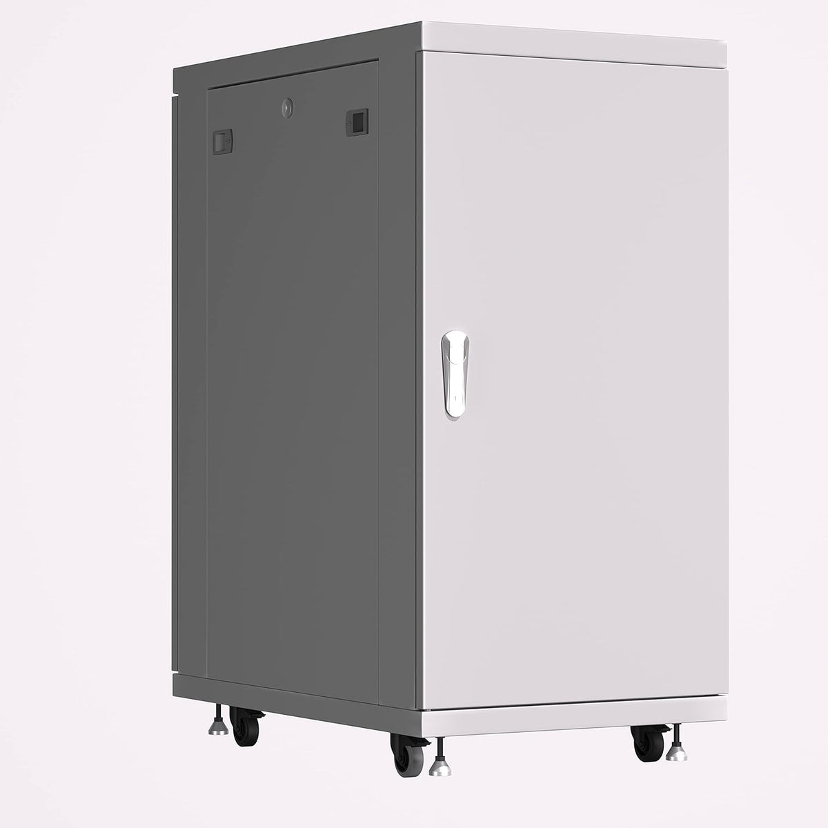 22U 35 Inch Deep Grey White Server Rack Cabinet Enclosure on Wheels O486