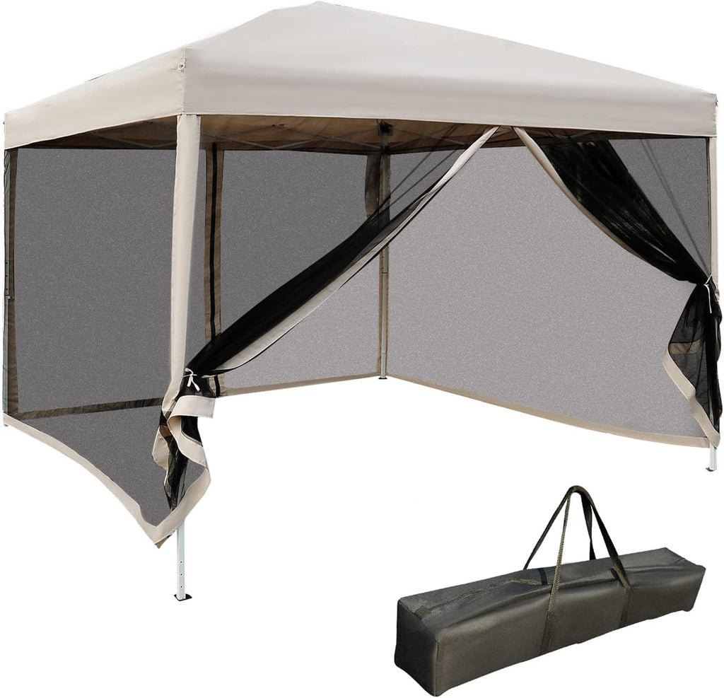 10' x 10' Pop Up Canopy Tent with Netting, Height Adjustable, with Carry Bag Y396137