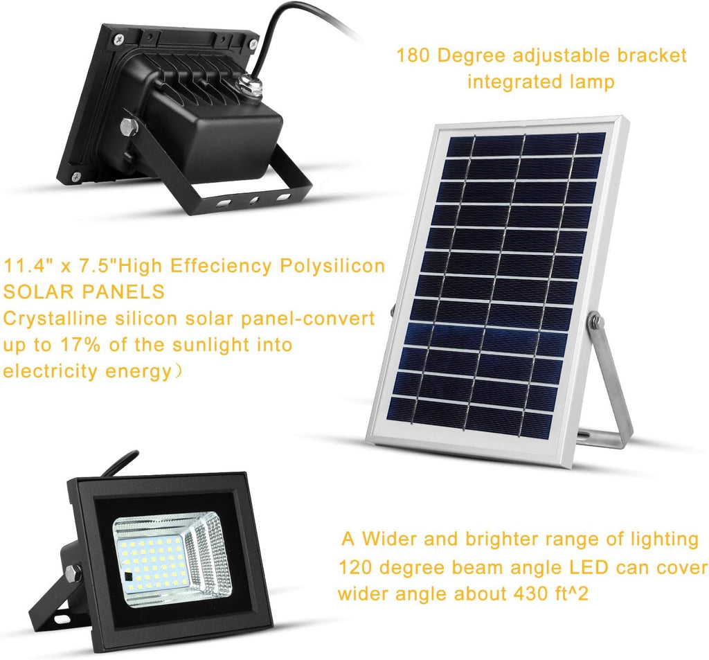 Dual 42 LEDs 6500K Dusk to Dawn IP65 Waterproof Solar Flood Lights T618