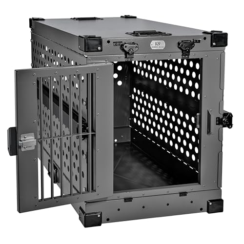 Medium Black Aluminum Dog Crate W7442