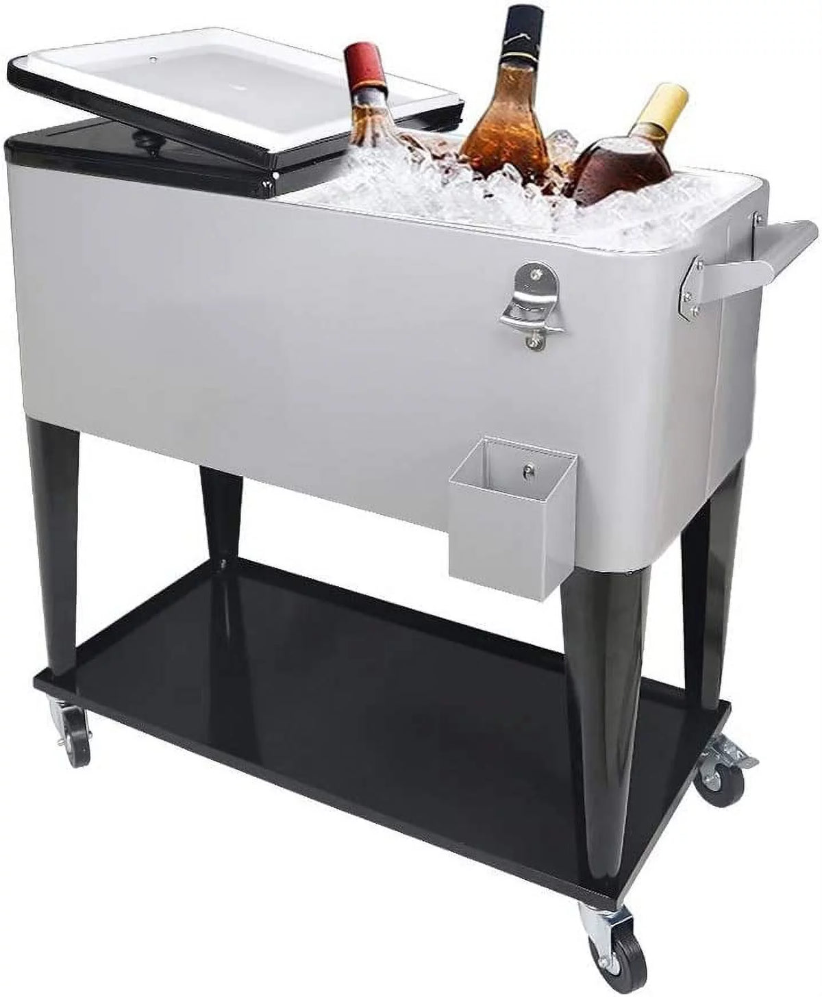 80QT Rolling Cooler Cart with Wheels Silver A968085