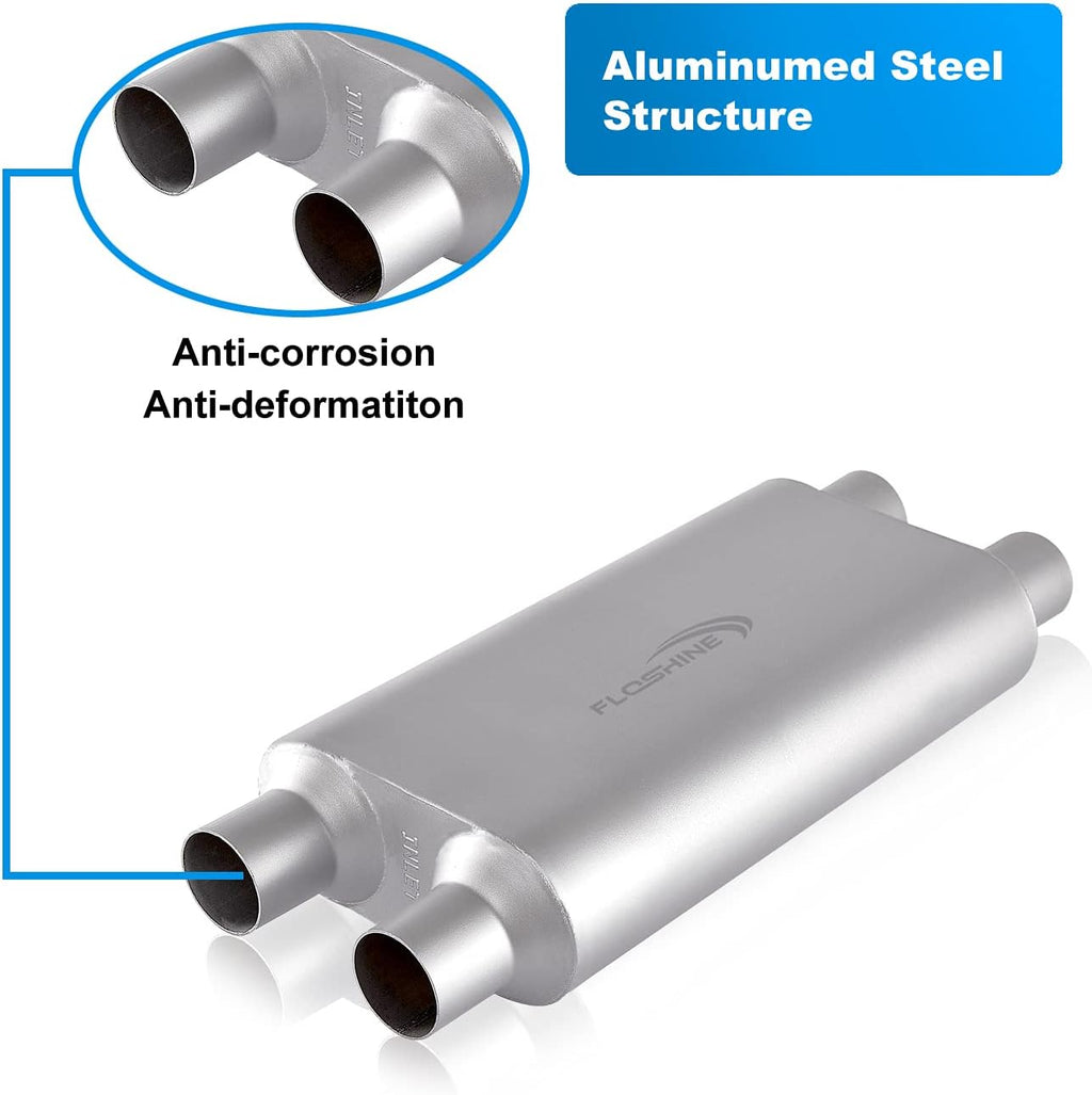 3 inch inlet/outlet 3 Chamber Performance Automotive Muffler Exhaust, Pack of 2 K480
