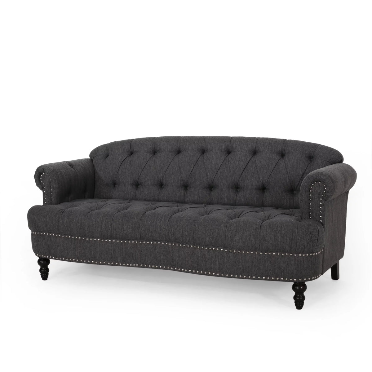 Charcoal Tufted 3 Seater Fabric Sofa A84148