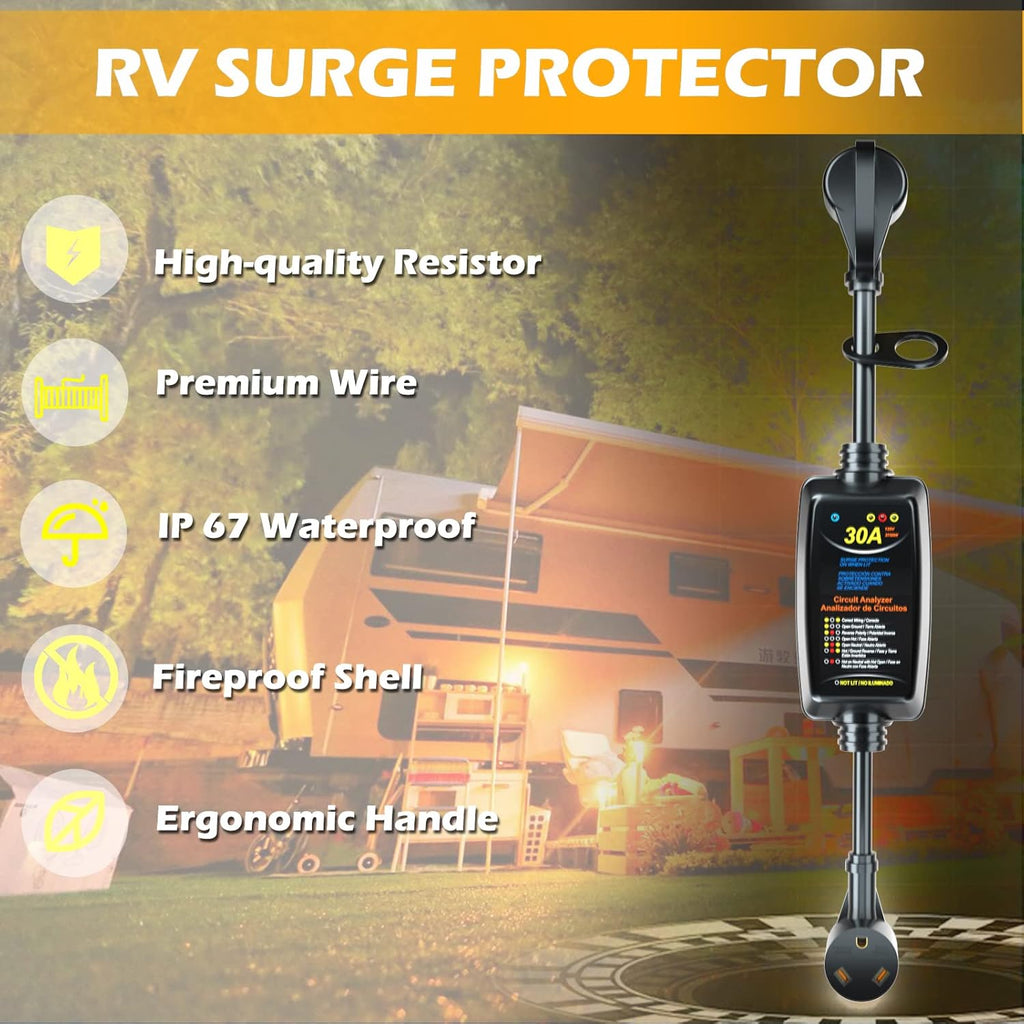 30A Portable RV Surge Protector with Circuit Analyzer S147